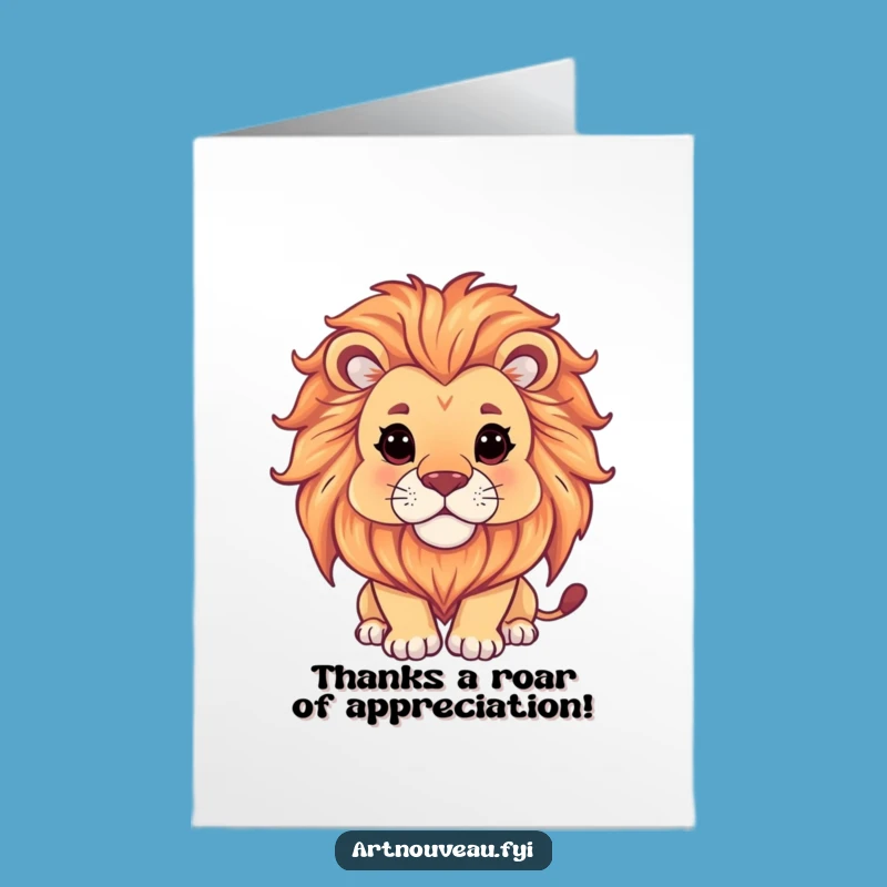 Free Printable Thank You Card: Grateful Lion, Downloadable Funny Appreciation Gift