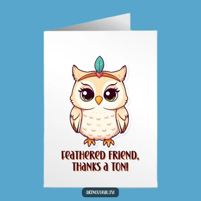 Free Printable Thank You Card: Owl's Curious Gratitude Downloadable Gift