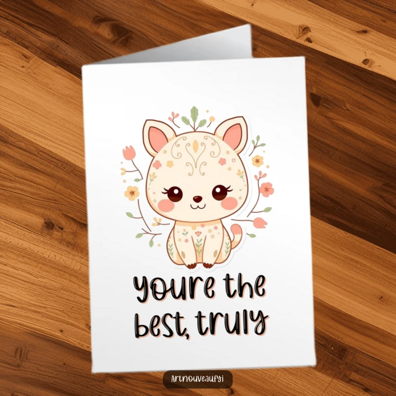 Funny Free Printable Thank You Card: Nature Pattern Animal Smiling Sweetly, DIY Gift Idea