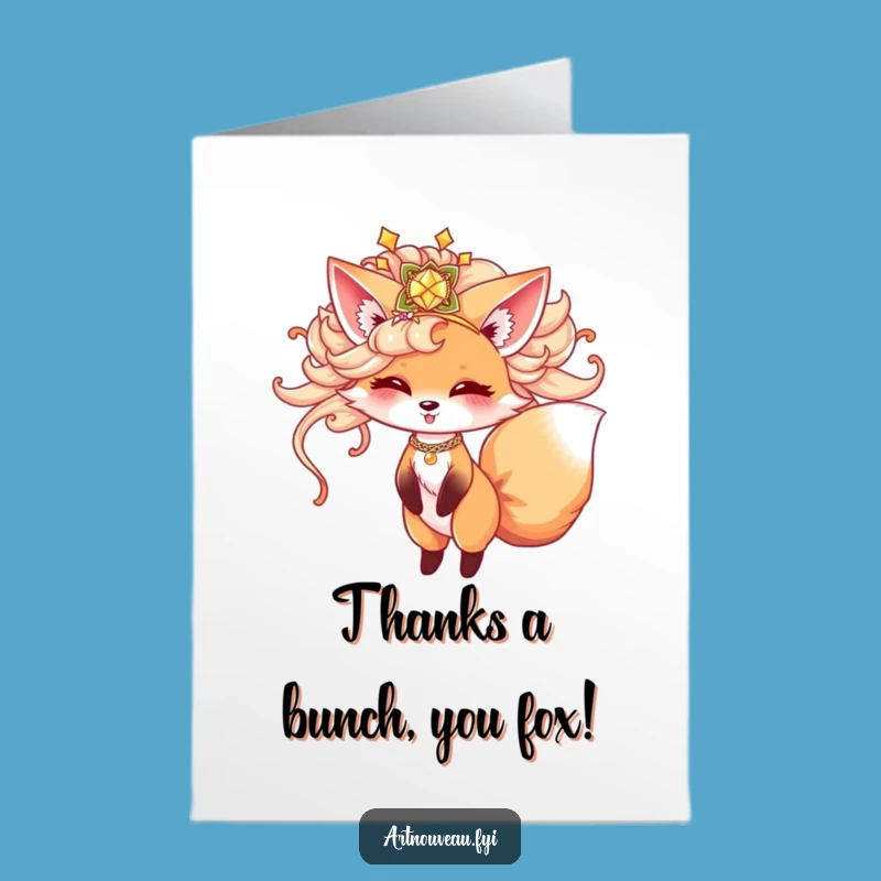 Free Printable Thank You Card: Whimsical Fox Twirling Gratitude Downloadable Gift