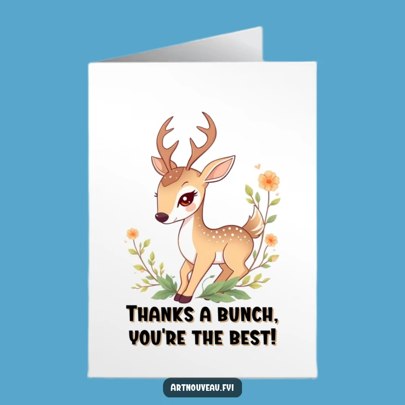 Free Printable Thank You Card: Gentle Deer Design, Downloadable Funny Gratitude Gift