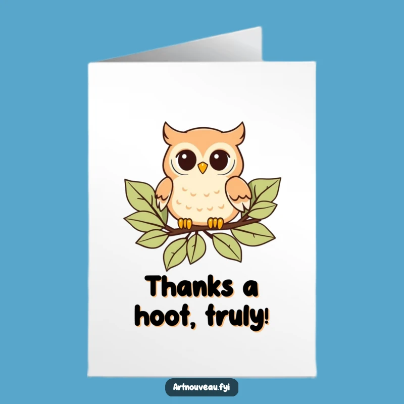 Free Printable Thank You Card: Playful Owl Funny Downloadable Gift for Showing Appreciation