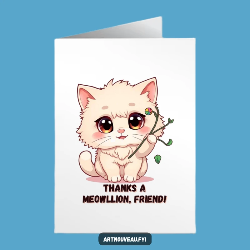 Free Printable Thank You Card: Whimsical Cat Swatting Vines, Funny Downloadable Gratitude