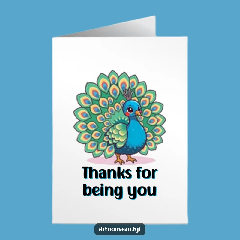 Free Printable Thank You Card: Radiant Peacock Thanks Downloadable Gift