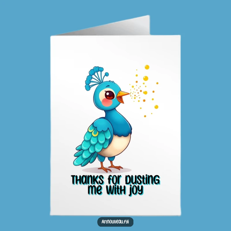 Free Printable Thank You Card: Golden Dust Peacock Funny Downloadable Gift