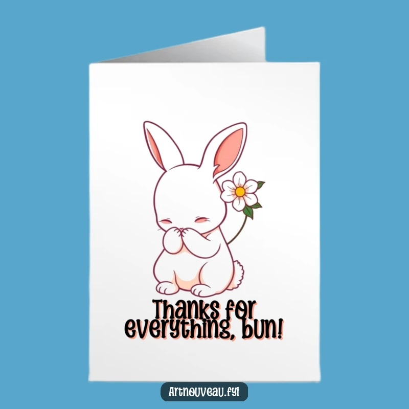 Free Printable Thank You Card: Rabbit's Floral Thanks Downloadable Gift