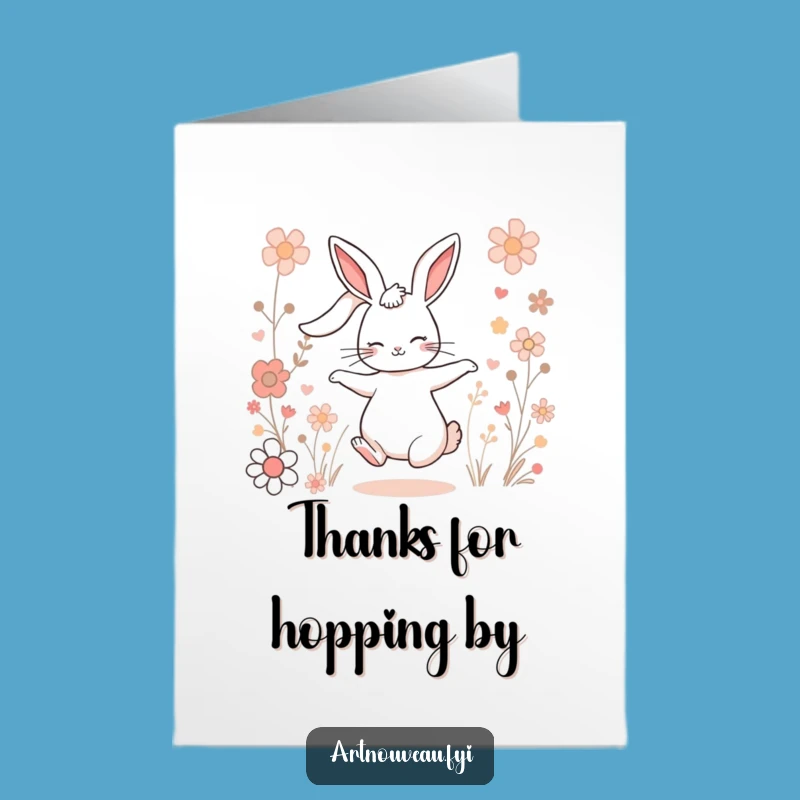 Free Printable Thank You Card: Grateful Rabbit Blooms Funny Downloadable Gift