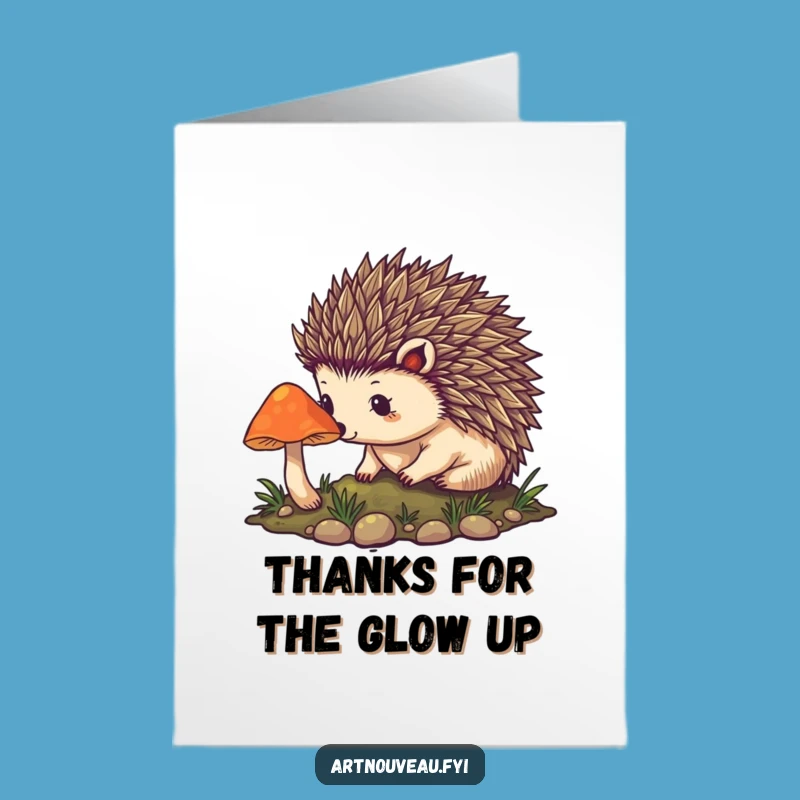 Free Printable Hedgehog Thank You Card: Whimsical Art Nouveau Downloadable Gift of Thanks