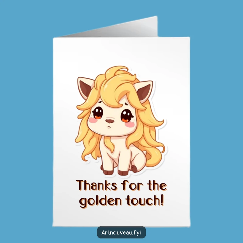 Free Printable Thank You Card: Golden Mane Animal, Funny Downloadable Gift