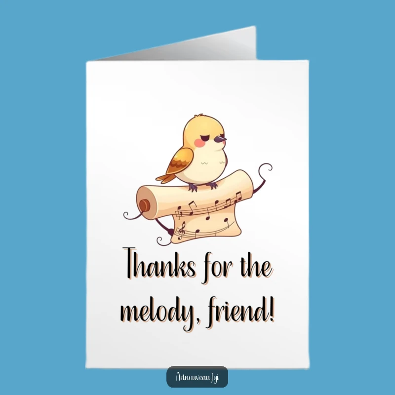Free Printable Thank You Card: Melodious Bird Design, Downloadable Funny Appreciation Gift