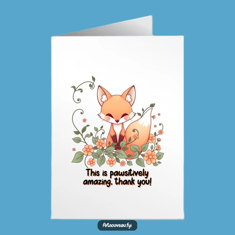 Free Printable Thank You Card: Whimsical Fox Funny Downloadable Gift for Expressing Gratitude