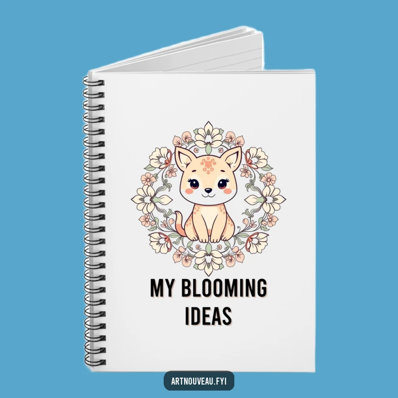 Funny Animal Floral Notebook, Symmetrical Journal, Creative Nature Gift