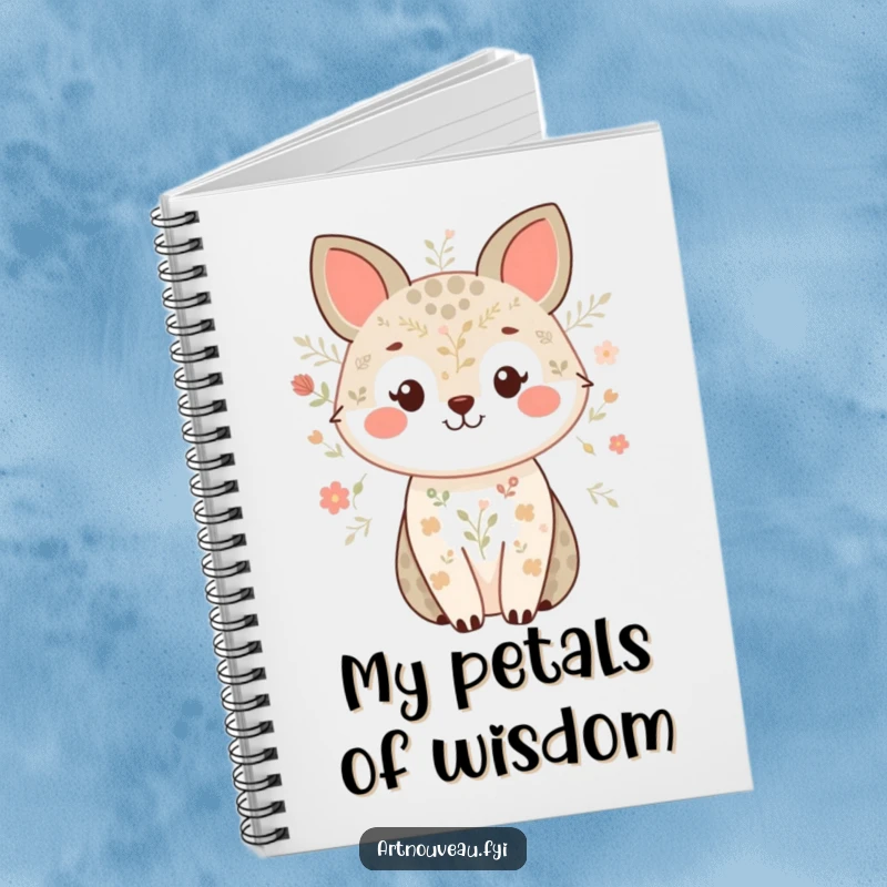 Funny notebook with a smiling animal and intricate nature patterns, ideal for capturing sweet thoughts and creative ideas.