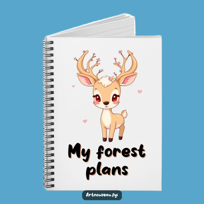 Funny Playful Deer Notebook - Blossom Antlers Journal, Creative Funny Gift Idea