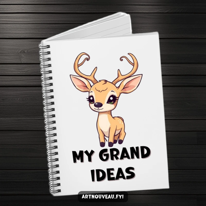 Funny Art Nouveau Deer Notebook: Features a deer with art nouveau antlers, inspiring wonder for journaling and note-taking.