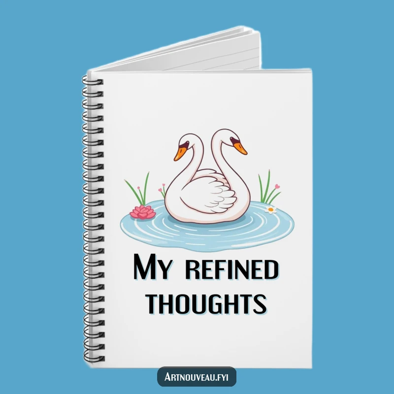 Elegant Swan Journal - Graceful Lines Cover, Serene Notebook Funny Gift
