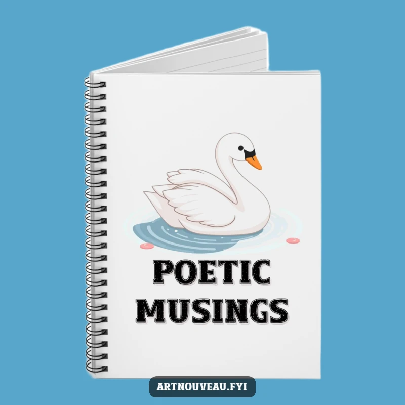 Funny Swan Pond Notebook, Elegant Journal, Graceful Writing Stationery