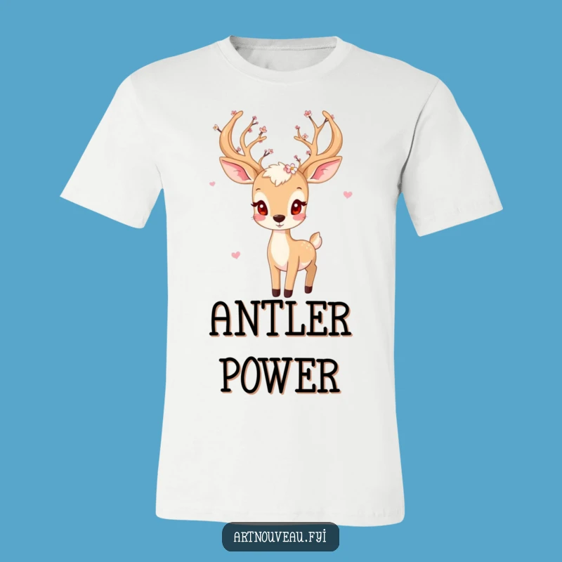 Funny Playful Deer T-Shirt - Blossom Antlers Design, Comfortable Funny Gift Tee