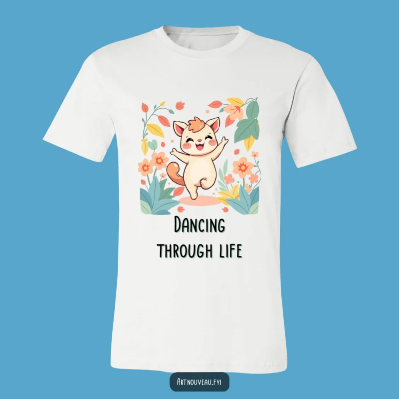 Funny Dancing Creature Foliage T-Shirt - Expressive Fun, Perfect Funny Gift for Her