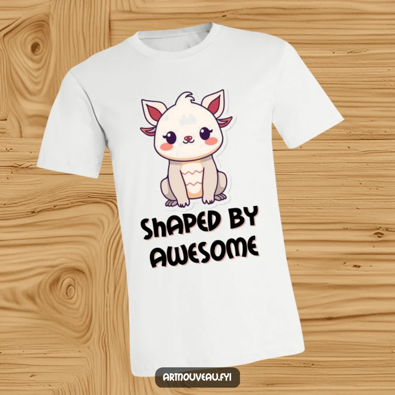 Funny t-shirt featuring a smiling creature forming a decorative organic silhouette, emphasizing natural beauty and cheerfulness.