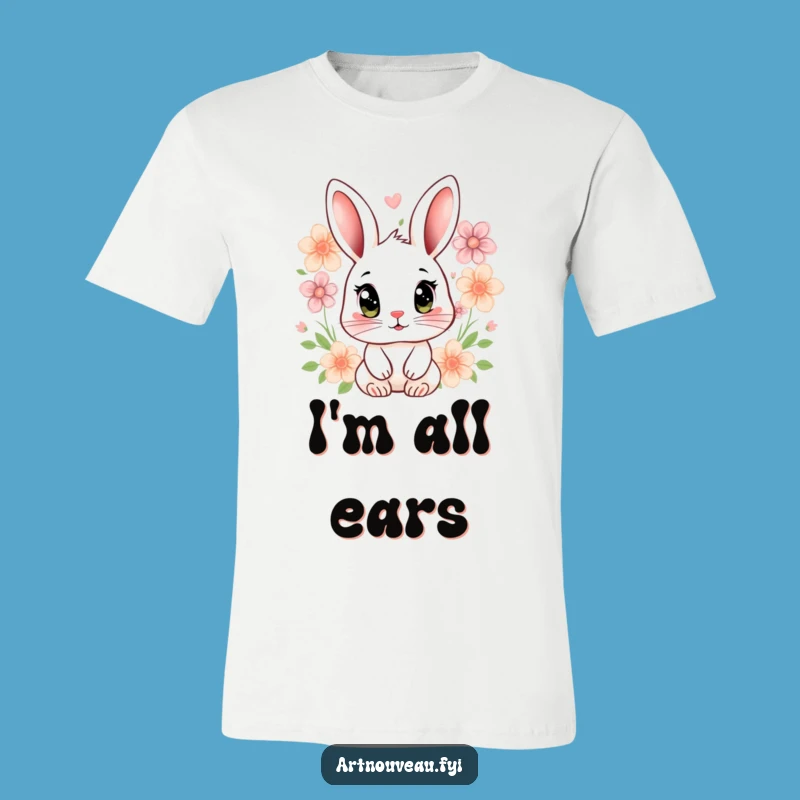 Funny Rabbit Floral T-Shirt: Expressive Eyes Graphic Tee Gift