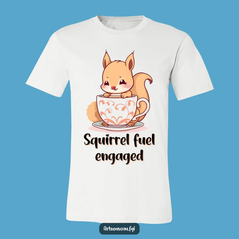 Funny Squirrel T-Shirt - Happy Sips Spiraling Cup Tee, Whimsical Gift