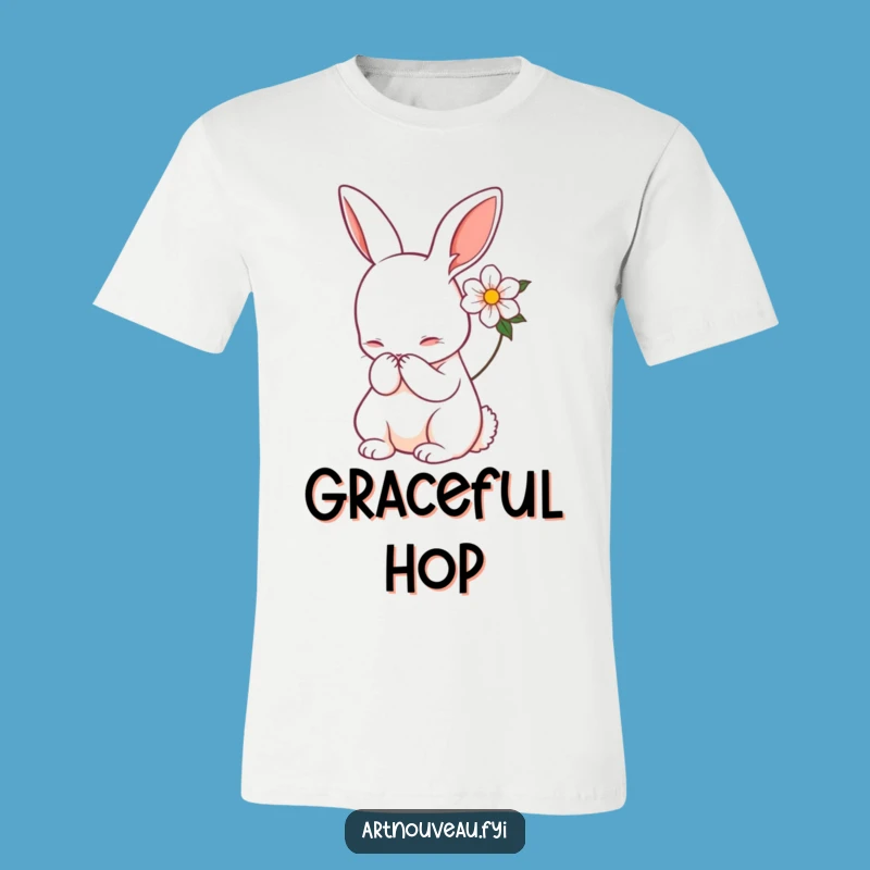 Funny Art Nouveau Rabbit T-Shirt - Graceful Bow Design, Comfortable Funny Gift Tee