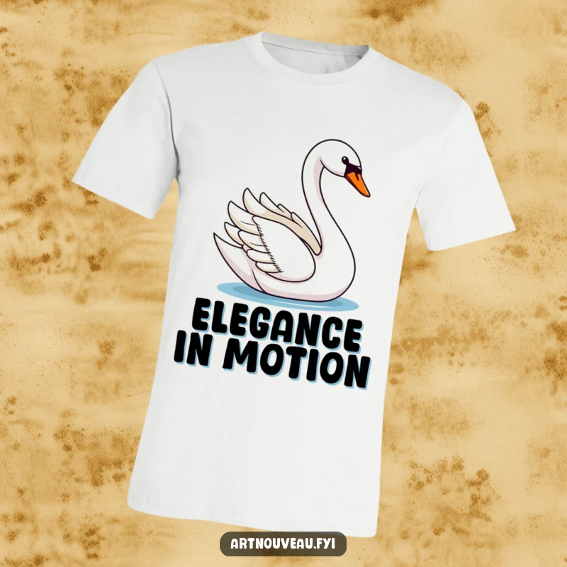 Graceful swan t-shirt, showcasing its long curved neck gliding elegantly, a chic and stylish apparel.