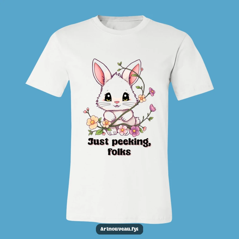 Funny Bunny Peeking T-Shirt, Fluffy Eyed Friend Shirt, Great Funny Animal Gift