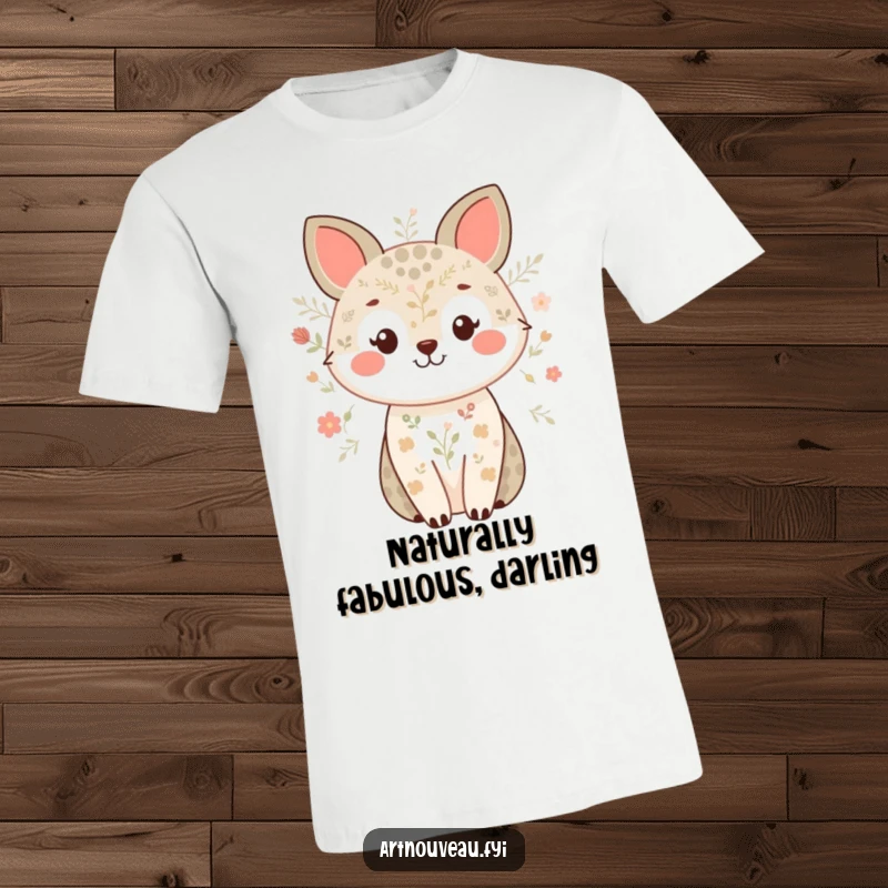 Funny t-shirt showcasing a smiling animal with intricate nature-inspired patterns, perfect for expressing a sweet and artistic personality.