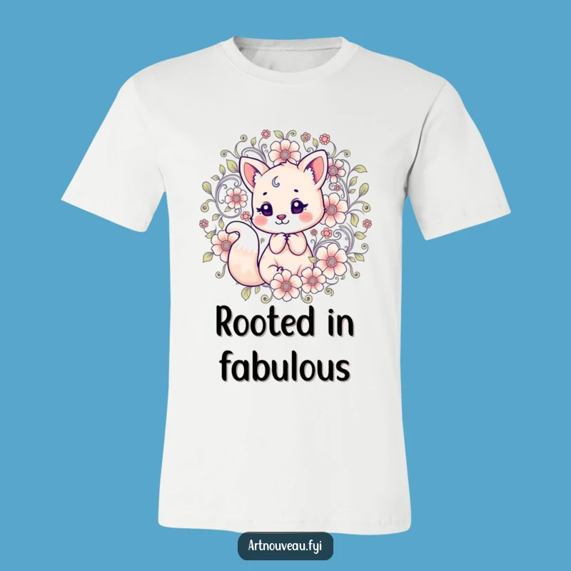 Funny Floral Fox T-Shirt: Artistic Animal Tee, Comical Garden Print