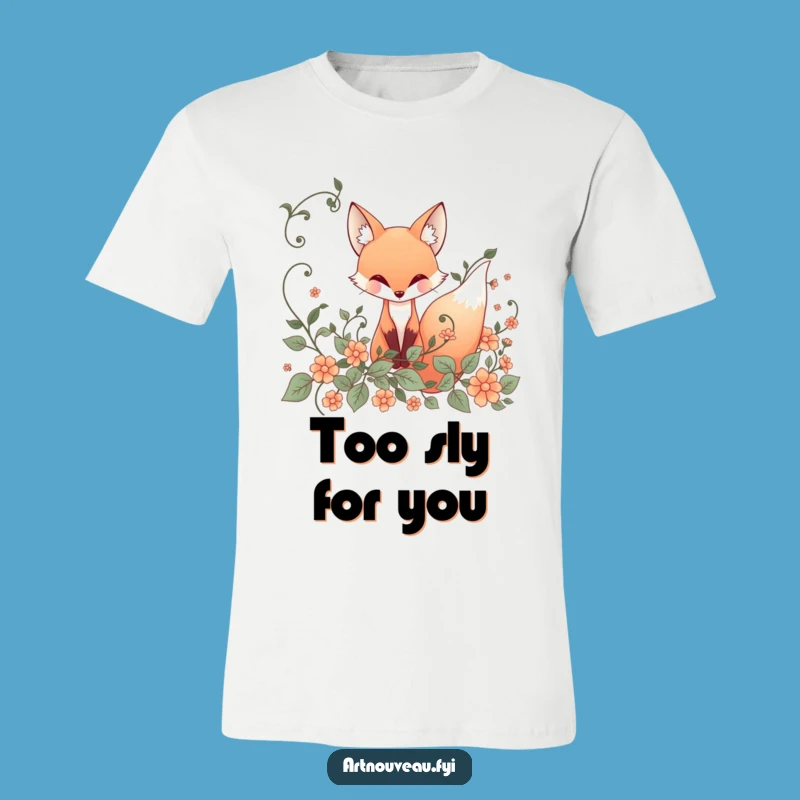 Funny Fox T-Shirt: Elegant Art Nouveau Vines, Whimsical Animal Tee, Perfect Gift