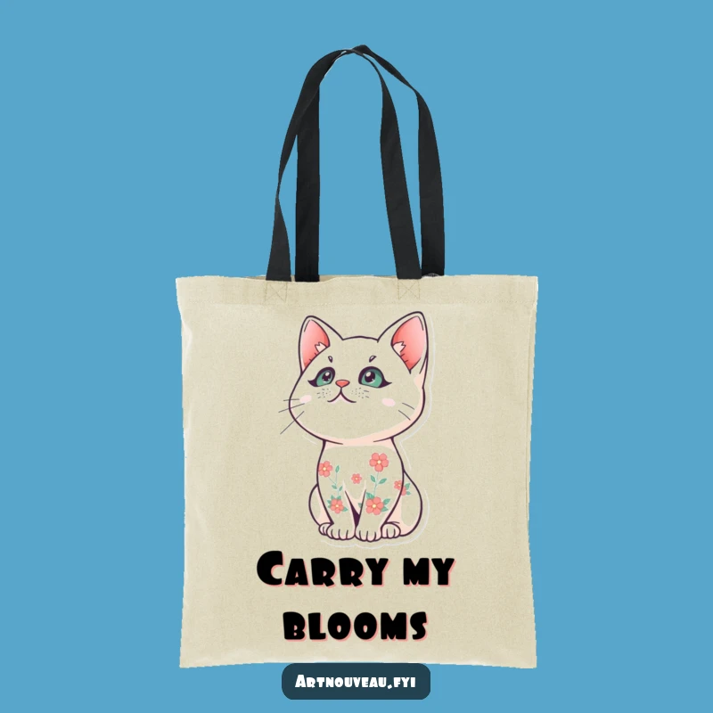 Funny Floral Cat Tote Bag - Stylized Art, Practical Funny Gift