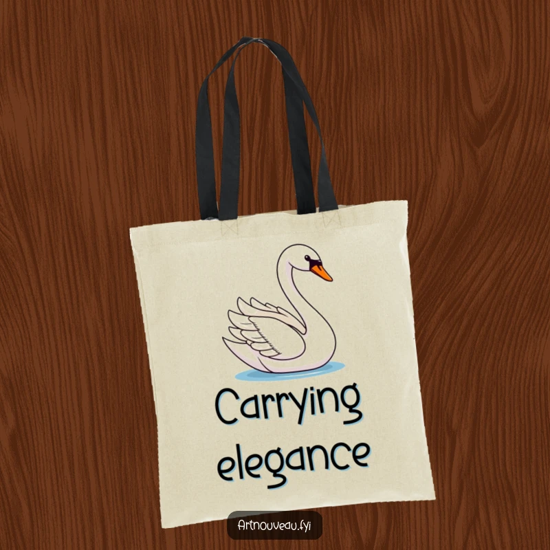 Graceful swan tote bag, depicting a swan with a long, curved neck elegantly gliding, perfect for shopping and daily use.