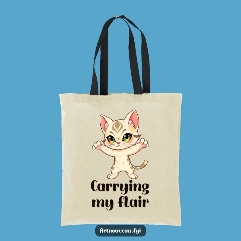 Funny Feline Tote Bag: Art Nouveau Cat Art for Stylish Outings