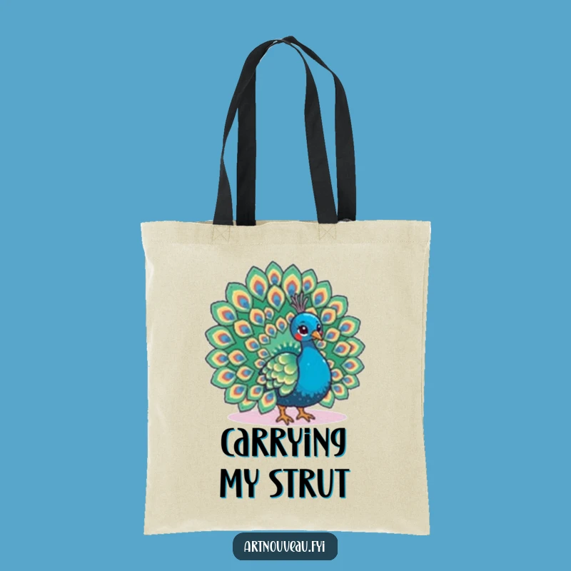 Funny Peacock Tote Bag - Feather Fan Art, Elegant Accessory