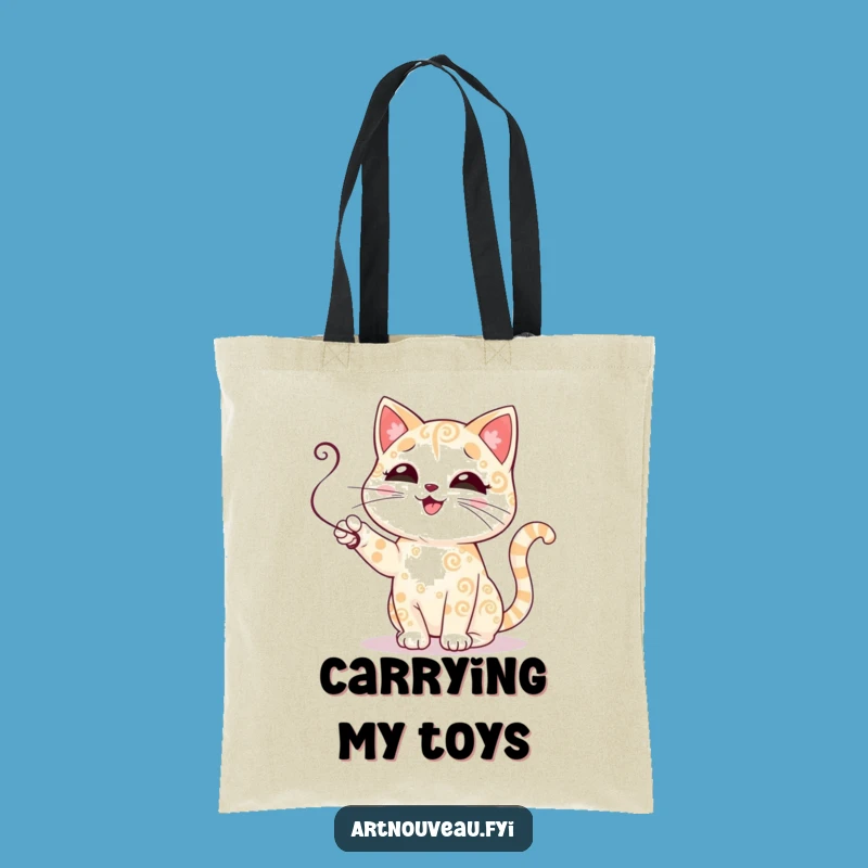 Funny Cat Tote Bag: Cute Patterned Kitty, Stylish Funny Gift for Shoppers