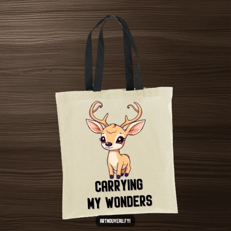 Funny Art Nouveau Deer Tote Bag: A whimsical deer with elegant art nouveau antlers brings wonder and style to your shopping.