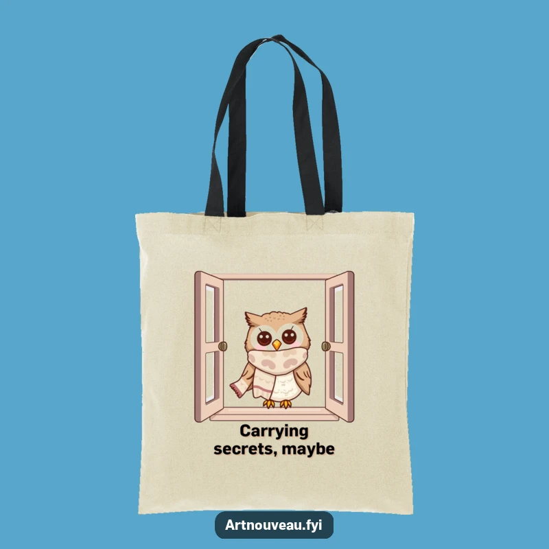 Funny Owl Window Peek Tote Bag: Cute Scarf Bag Gift