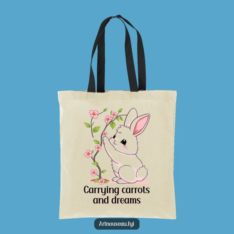 Funny Bunny Bloom Tote: Chic, Elegant Curves, Blooming Vine, Practical Funny Gift