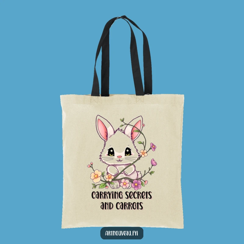 Funny Bunny Tote Bag, Cute Fluffy Eyed Friend Bag, Ideal Funny Gift
