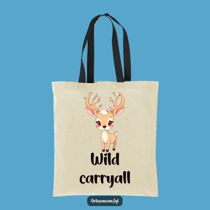 Funny Playful Deer Tote Bag - Blossom Antlers, Practical Funny Gift